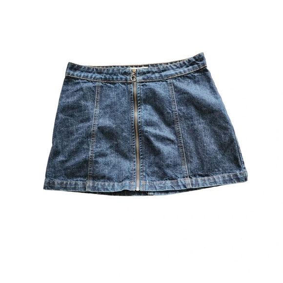 Altar'd State Womens Dark Wash Denim Jean Zip Mini Skirt Dark Blue Size Medium - Picture 1 of 10